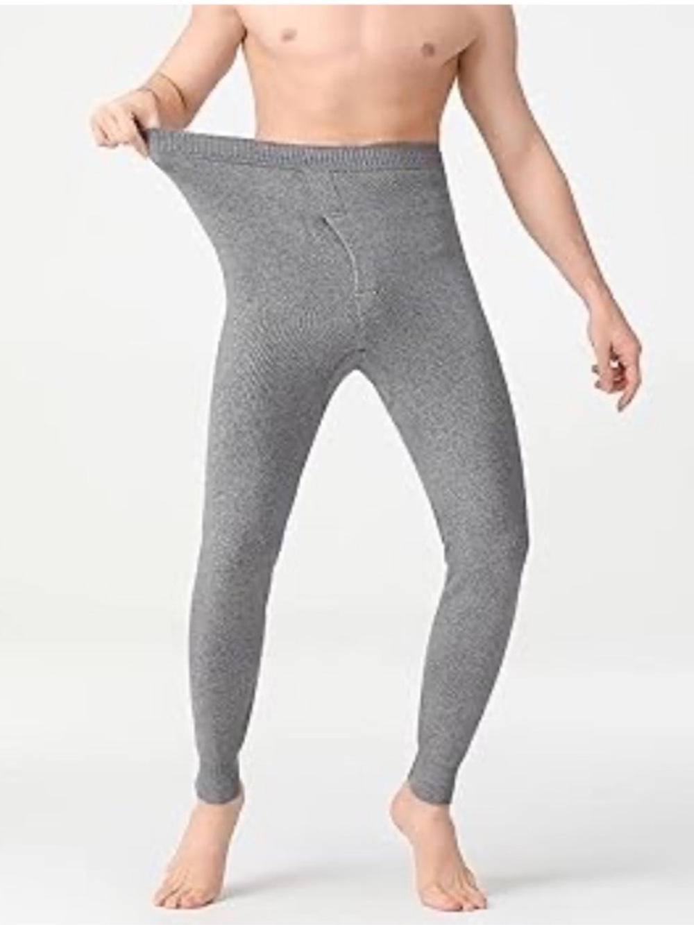 Men's Gray Thermal Long Johns Warm Underwear